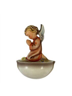 Goebel Hummel Holy Water Font Wall Pocket Praying Hands Angel Vintage 1950s